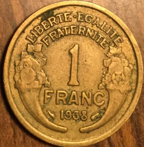 1938 FRANCE 1 FRANC COIN - Picture 1 of 2