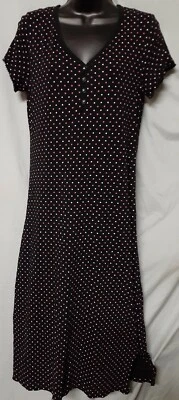 Charter Club 睡袍黑色波尔卡圆点小牛帽袖棉质 XS 38 英寸胸围 — 第 1/4 张图片