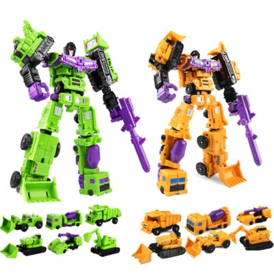 Robot Transforming Engineering Truck Excavator 6 in 1 Combiner Action Figure Toy - Image 1 of 4