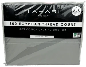 Juego de sábanas Tahari Home Cal King 800TC algodón egipcio gris 4 piezas - Imagen 1 de 17
