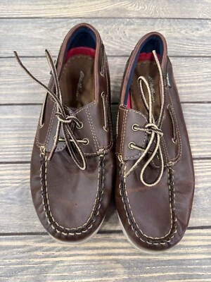 Zapatos de cubierta mocasín de cuero marrón Eddie Bauer para niños talla 10 Foto 1 de 4