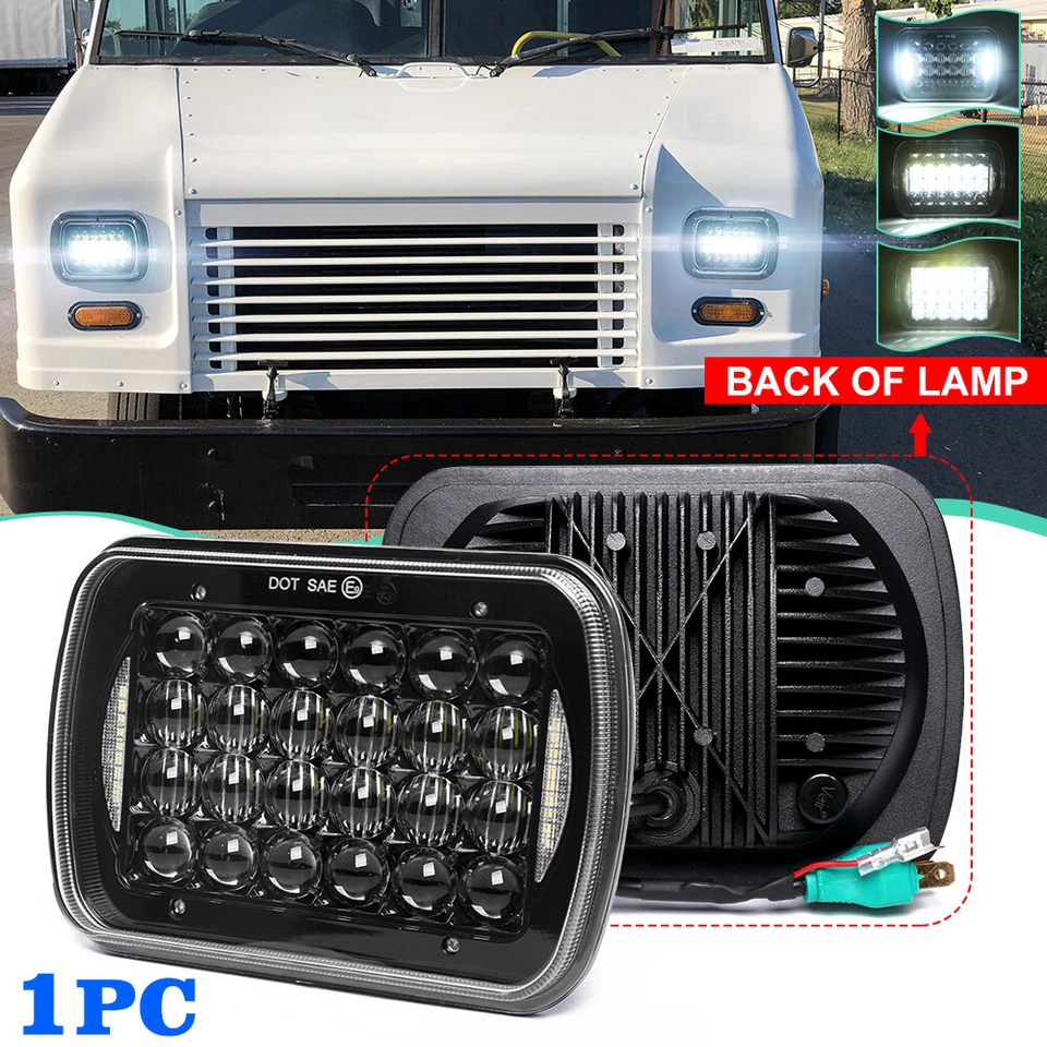 For Freightliner MT-35 MT-45 MT-55 Stepvan DOT 5x7" LED Headlight Hi Lo Beam DRL - Imagem 1 de 4