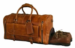 Leder Seesack mit Schuhen Beutel Handarbeit Reisetasche Urlaub Reisetasche - Bild 1 von 7