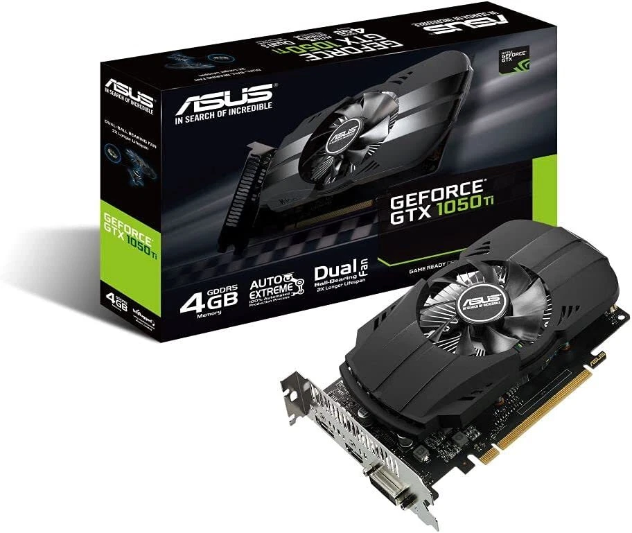 ASUS NVIDIA GeForce GTX 1050TI video card overclocking 4GB PH-GTX1050TI-4G japan - Image 1 of 4