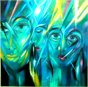 Elke NOWAK 2017 "Traumwelt" Portraits Frauen Unikat (80x80cm) TOP! - Bild 1 von 9