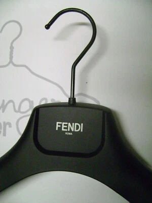 FENDI ROMA DESIGNER 17" BLACK PLASTIC SUIT HANGERS SET 7 - Image 1 of 4
