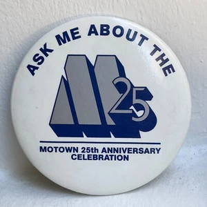 Vintage MOTOWN RECORDS 25TH ANNIVERSARY pin record label industry promo button - Picture 1 of 2