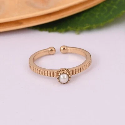 Anillo ajustable enchapado en oro amarillo perla atemporal regalo de cumpleaños para colegas Foto 1 de 4