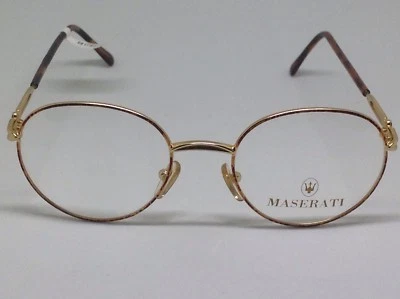 MASERATI VINTAGE EYEGLASS 6162-15 GOLD/BURGANDY TORTOISE 48-19-135 ROUND FRAME - Image 1 of 4