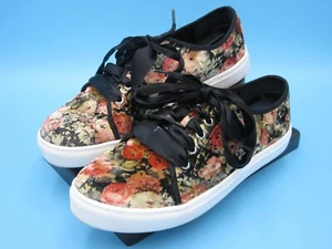 Dirty Laundry Floral Velvet Ribbon Lace Up Tennis Shoes Womens Size 9 1/2 JBSC - Picture 1 of 13