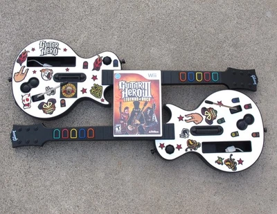 Pacchetto Nintendo Wii (2) Guitar Hero Les Paul + III Legends of Rock Game Bundle! - Immagine 1 di 4