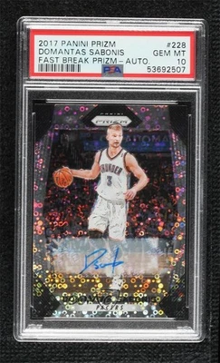 2017-18 Panini Prizm Fast Break Domantas Sabonis #228 PSA 10 GEM MT Auto - Image 1 of 2