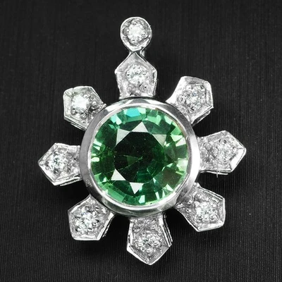 Deslumbrantes colgantes de oro blanco de plata de ley 925 de turmalina verde azulado de 2,40 quilates Foto 1 de 4