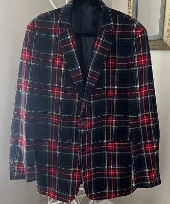 Chaqueta Blazer Saddlebred Para Hombres 44L Rojo Tartán Cuadros Abrigo Deportivo Pana Schotch Foto 1 de 4