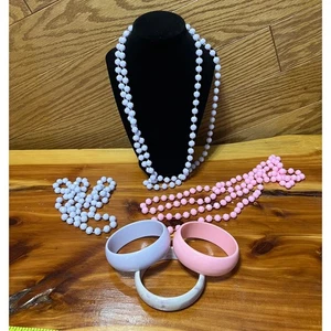 Lote De Colección Bisutería Con Cuentas Plástico Años 80 Collar y Brazalete Punk Glam  - Imagen 1 de 8