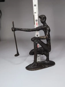 Mid Century Modern Bronze Golfer Statue Brutalist Figur Kunst Golfschläger Vintage - Bild 1 von 6