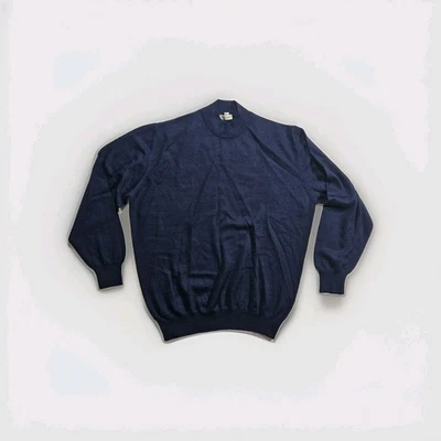 Gran Sasso Navy Blue Pure Wool Mock Neck Sweater L Made In Italy - Image 1 of 3