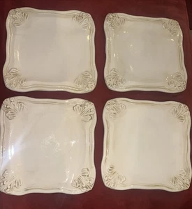Vietri Portobello Square Salad Bread Plate Italy 7.5” Set 4 Marble Look Beige - Picture 1 of 4