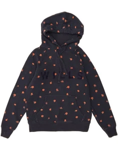 JACK WILLS Womens Graphic Hoodie Jumper UK 6 XS Navy Blue Floral Cotton AR07 - Picture 1 of 3