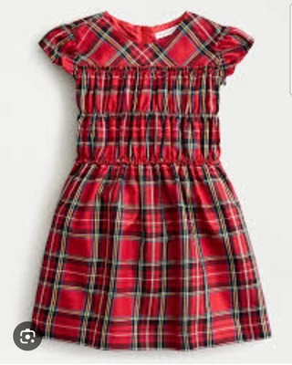 J.Crew Crewcuts Girls Smocked Flutter Sleeve Dress Red Plaid Tartan Sz 14 - Image 1 of 4