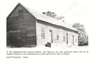 Estación Hollenberg Pony Express Hannover Kansas Landmark 5" x 3,5" de colección Mag Recorte - Imagen 1 de 1