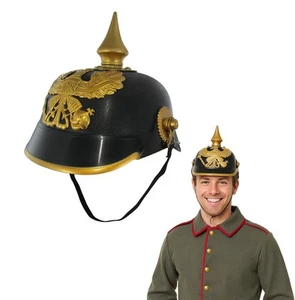 Adult German Plastic Pickelhaube Helmet Officer Spiked Costume Accessories Prop - Picture 1 of 6