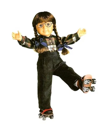 Traje para después de la escuela Pleasant Company Molly's + Oxford marrón y patines rojos Foto 1 de 4