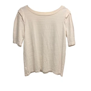 Top Loft Mujer Crema Manga Abullonada Básico Informal Cómodo Manga Corta M Minimalista - Imagen 1 de 4