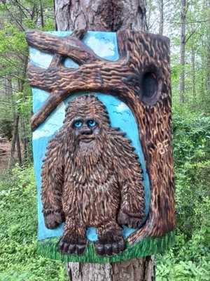 Chainsaw Carving Big Foot Yeti Sasquatch Monster Wall Hanger  Cypress  - Image 1 of 4