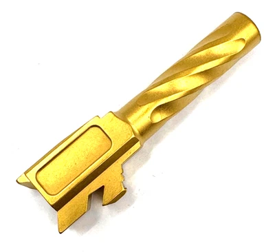 HIGH TABLE ARMORY High Table Glock 43 Barrel | Spiral Fluted | Crowned | 1:10 Twist | Gold Finish