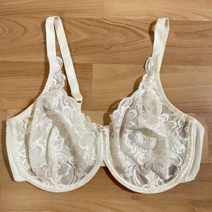 Reggiseno vintage Vanity Fair pizzo ferretto floreale sfoderato 38D stile avorio usato - Foto 1 di 13