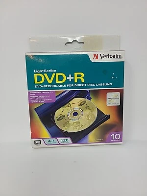 Verbatim LightScribe DVD+R DVD+Recordable for Direct Disc Labeling 10 Pack NEW - Image 1 of 4