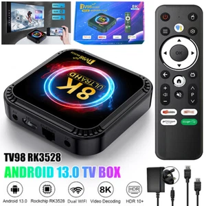 Android 13 TV Box 2.4G+ 5G Quad Core 8K HD Smart HK1 Bluetooth Media Player NEW - Picture 1 of 17