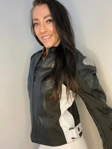 NEW Women's Genuine Leather Motorcycle Jacket Black Slim fit Armor - Picture 1 of 11