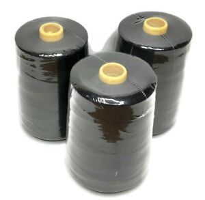 3 pcs .All Purpose Polyester Sewing Thread, 10,000 yards Each, Tex 27, Black 