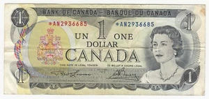 Billete de repuesto de $1 del Banco de Canadá 1973 - Lawson/Bouey - *AN2936685  - Imagen 1 de 2