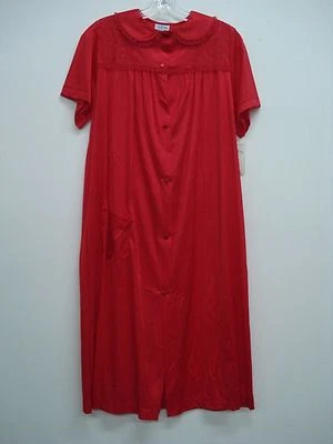 USA Made Nancy King Lingerie Soft Luster Nylon Robe Size 2X Red #659Q - Image 1 of 3