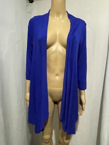 CRESWICK NATURAL FIBRES SIZE 10 ROYAL BLUE BAMBOO JERSY OPEN CARDIGAN - Picture 1 of 7