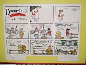 Tira cómica a color de dibujos animados firmada por Doonesbury G B. Trudeau 1984 Reagan Whitehouse - Imagen 1 de 3