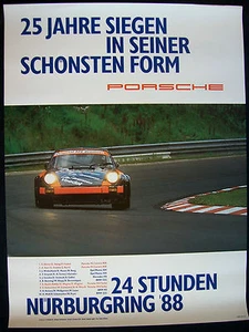 PÓSTER VICTORIA PORSCHE 911 CARRERA RSR 24 HORAS DE NURBURGRING SHOWROOM 1988. - Imagen 1 de 3