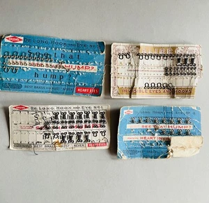 Lote de 4 tarjetas parciales de costura de ojo de gancho de colección De Long Alice corazón de latón efímero - Imagen 1 de 2