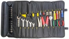 Portable 22 Pocket Tool Holder with 15 Socket Slots, Organizer Rolls into Bag