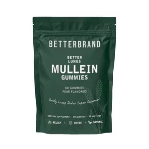 BETTERLUNGS MULLEIN GUMMIES - 60 PCS DAILY LUNG DETOX 100% NATURAL D9Y9 C8 F7N9 - Picture 1 of 9