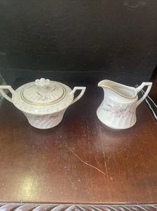 syracuse china pink floral flowers Elizabeth Covered Sugar And Creamer Set - Picture 1 of 12