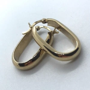 9ct GOLD OVAL LOOP EARRINGS 375 HM EXCELLENT CLEAN CONDITION - Picture 1 of 5