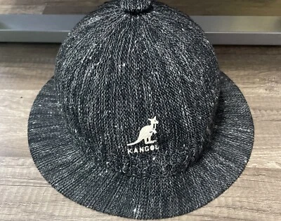 De colección✨Kangol Riviera Sombrero Tejido Cortote Cubo Bowler Estilo GRIS/NEGRO Hecho en Inglaterra Foto 1 de 3