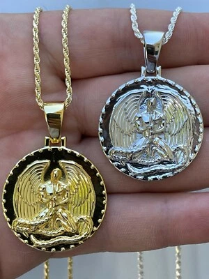 Real 925 Silver Gold Euphanasia Tupac 2Pac Pendant Medallion Necklace Hip Hop - Image 1 of 4
