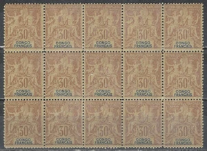 French Congo Scott 29 MNH Block of 15 LotBDP33102 - Picture 1 of 1