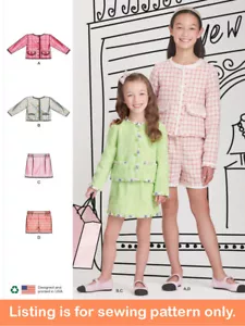 PATRÓN DE COSTURA Coser Niñas Ropa Ropa - Chaqueta Formal Falda Pantalones Cortos Adolescentes 9721 - Imagen 1 de 3