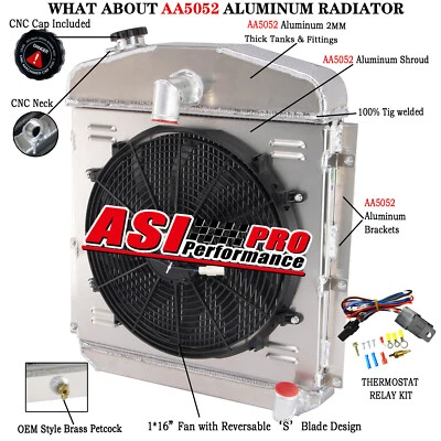 3 Row Radiator&Fan&Shroud for Plymouth Deluxe/P15 Deluxe/Special Deluxe 47-49 - Изображение 1 из 4